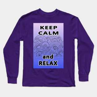 keep calm zen blue wave Long Sleeve T-Shirt